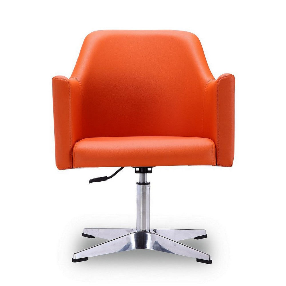 Pelo Orange and Polished Chrome Faux Leather Adjustable Height Swivel Accent Chair MHC-AC030-OR