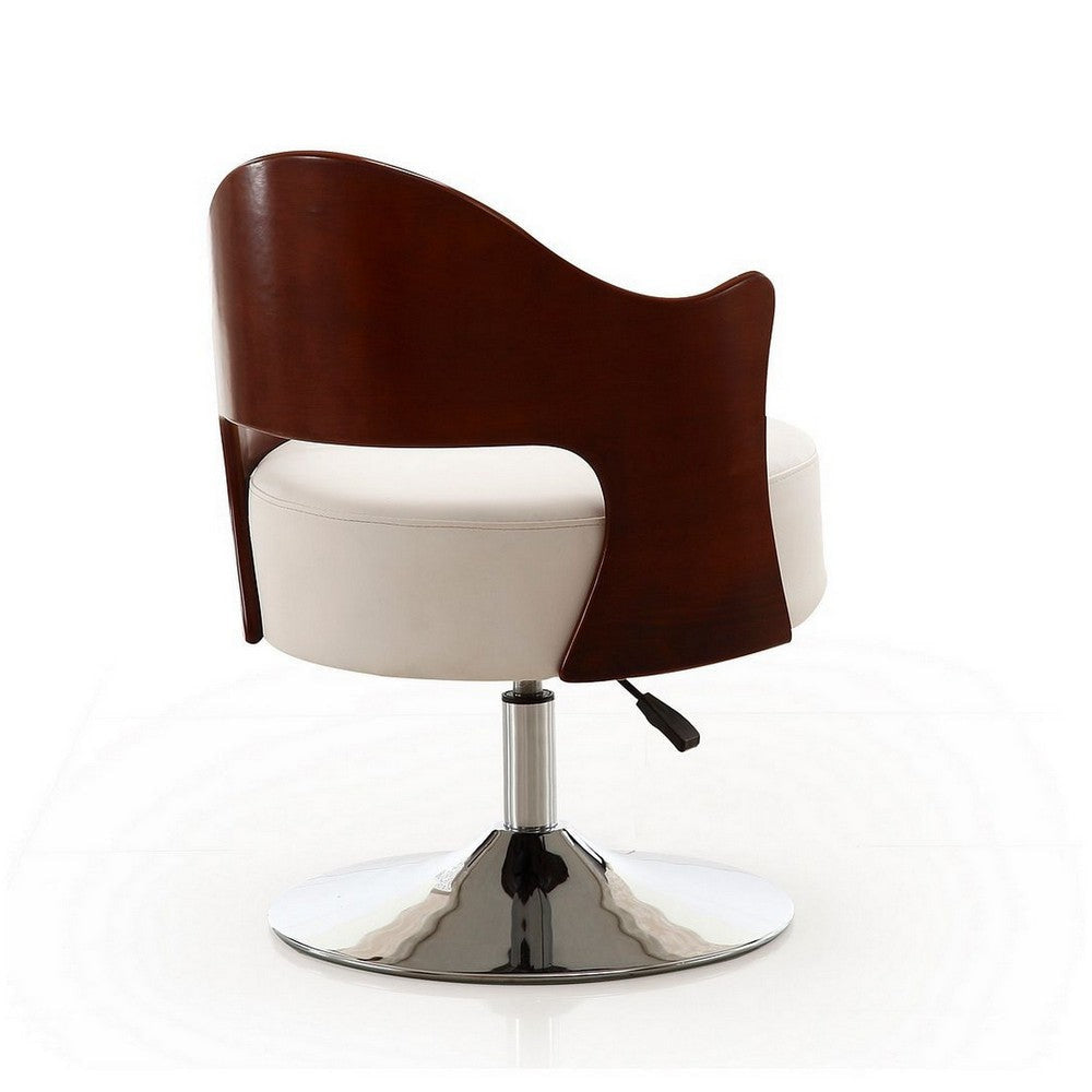 Bopper White and Polished Chrome Faux Leather Adjustable Height Swivel Accent Chair MHC-AC033-WH