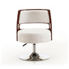 Salon White and Polished Chrome Faux Leather Adjustable Height Swivel Accent Chair MHC-AC034-WH