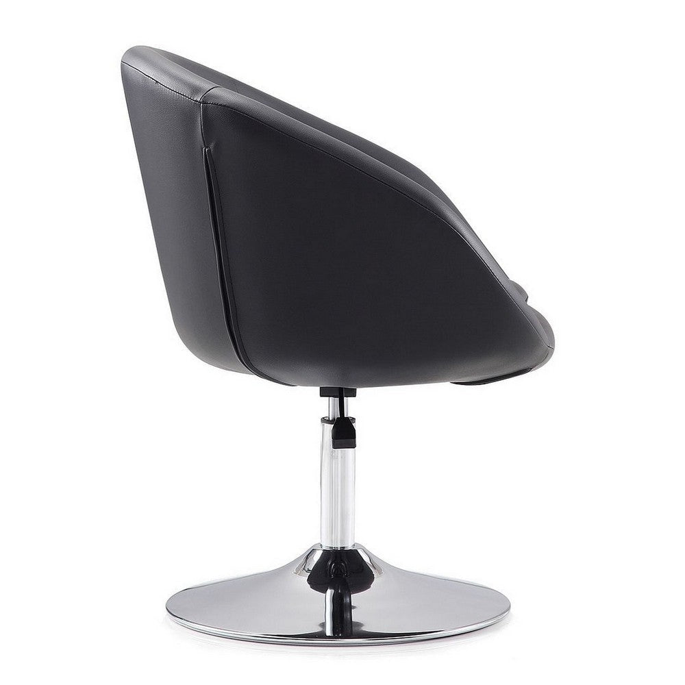 Hopper Black and Polished Chrome Faux Leather Adjustable Height Chair MHC-AC036-BK