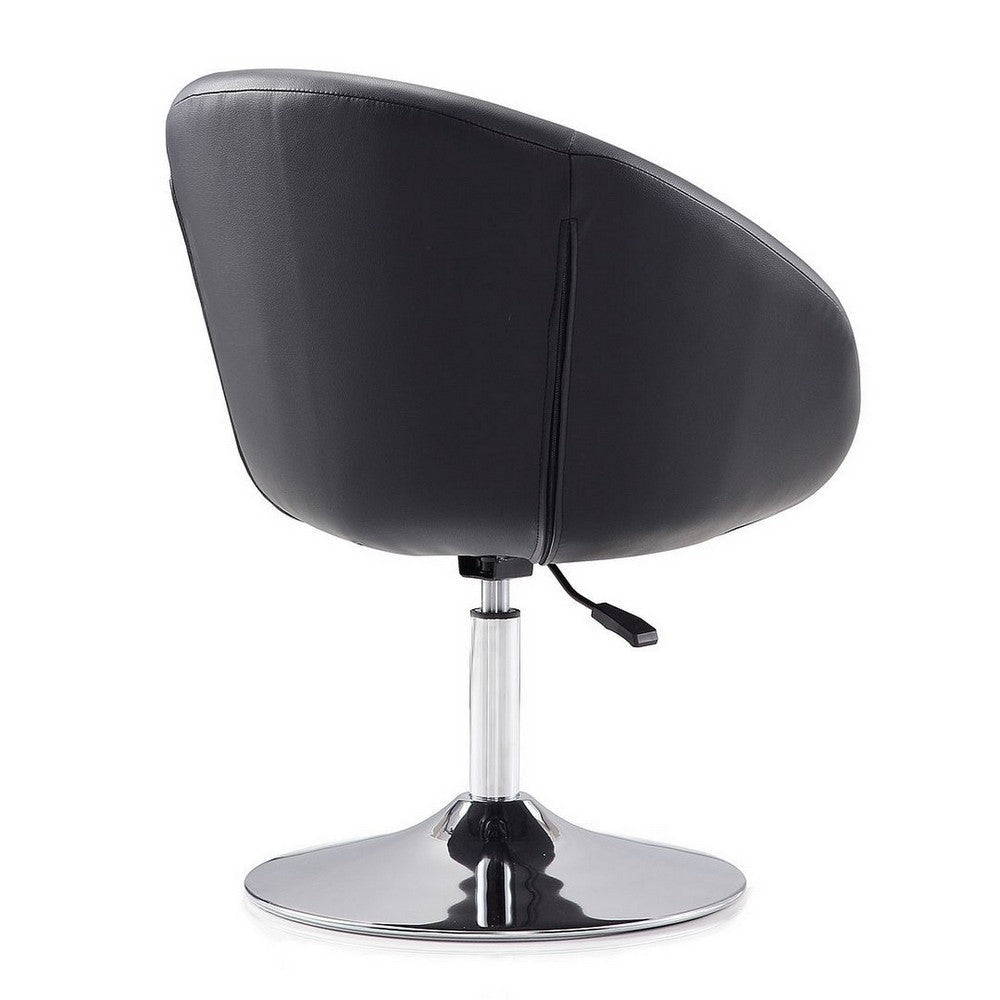 Hopper Black and Polished Chrome Faux Leather Adjustable Height Chair MHC-AC036-BK