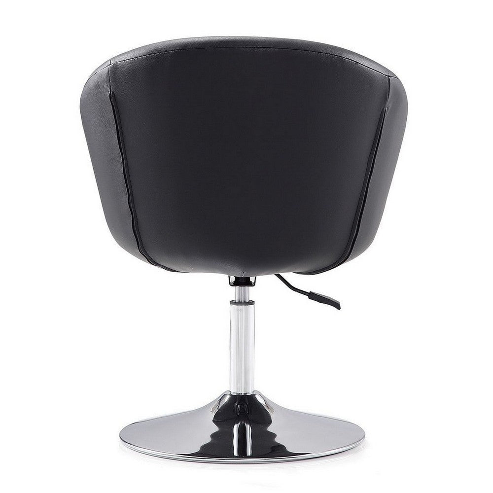 Hopper Black and Polished Chrome Faux Leather Adjustable Height Chair MHC-AC036-BK