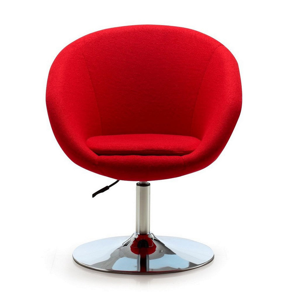 Hopper Red and Polished Chrome Wool Blend Adjustable Height Chair MHC-AC036-RD