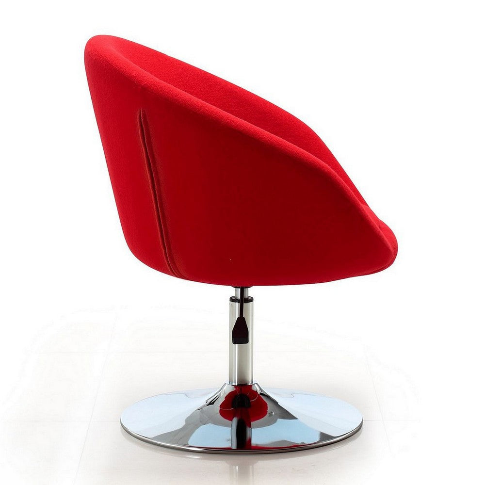 Hopper Red and Polished Chrome Wool Blend Adjustable Height Chair MHC-AC036-RD