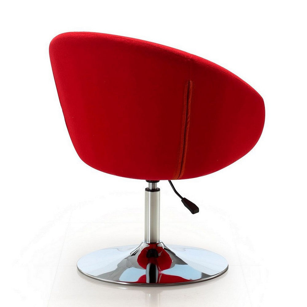 Hopper Red and Polished Chrome Wool Blend Adjustable Height Chair MHC-AC036-RD