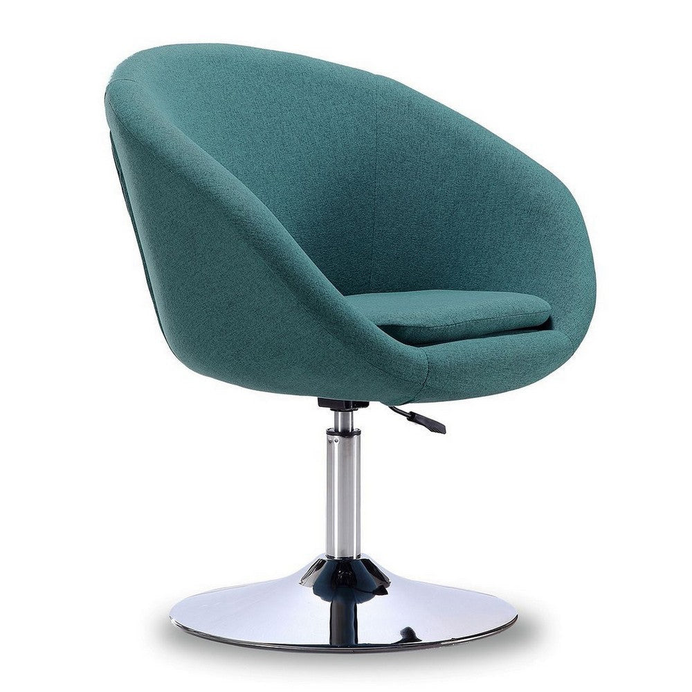 Hopper Sky Blue and Polished Chrome Twill Adjustable Height Chair