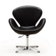 Raspberry Black and Polished Chrome Faux Leather Adjustable Swivel Chair MHC-AC038-BK