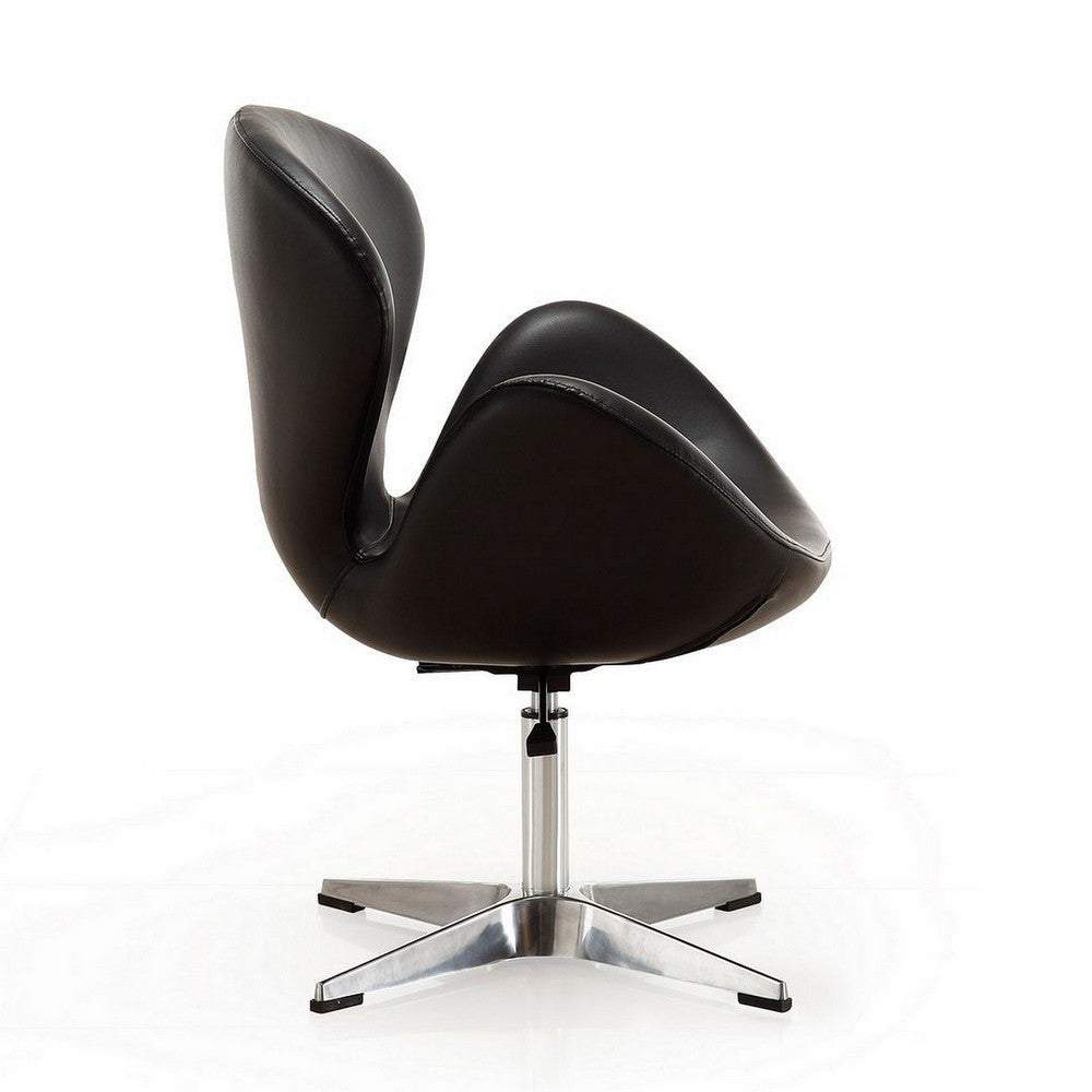 Raspberry Black and Polished Chrome Faux Leather Adjustable Swivel Chair MHC-AC038-BK