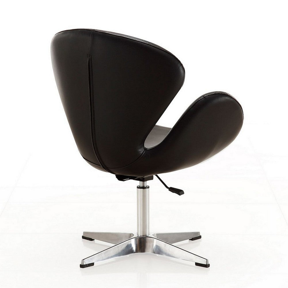Raspberry Black and Polished Chrome Faux Leather Adjustable Swivel Chair MHC-AC038-BK