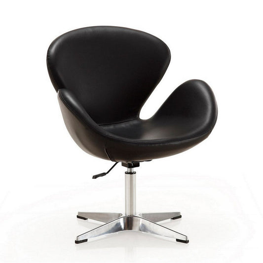 Raspberry Black and Polished Chrome Faux Leather Adjustable Swivel Chair