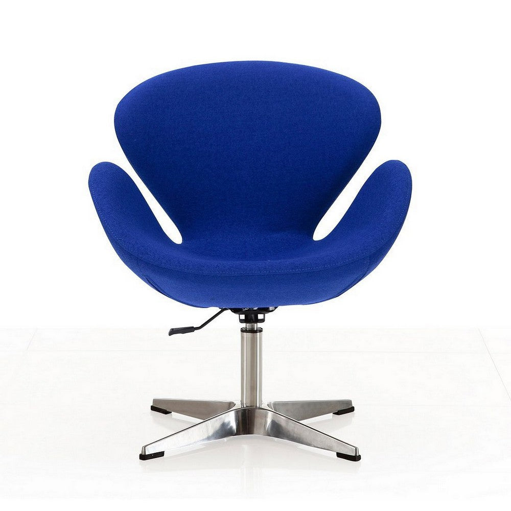 Raspberry Blue and Polished Chrome Wool Blend Adjustable Swivel Chair MHC-AC038-BL