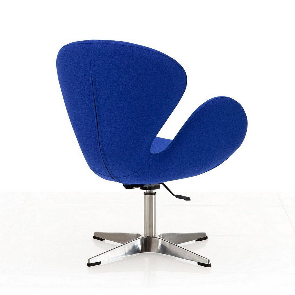 Raspberry Blue and Polished Chrome Wool Blend Adjustable Swivel Chair MHC-AC038-BL