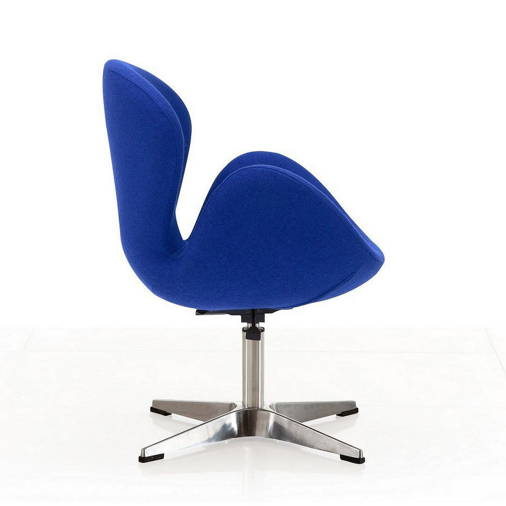Raspberry Blue and Polished Chrome Wool Blend Adjustable Swivel Chair MHC-AC038-BL