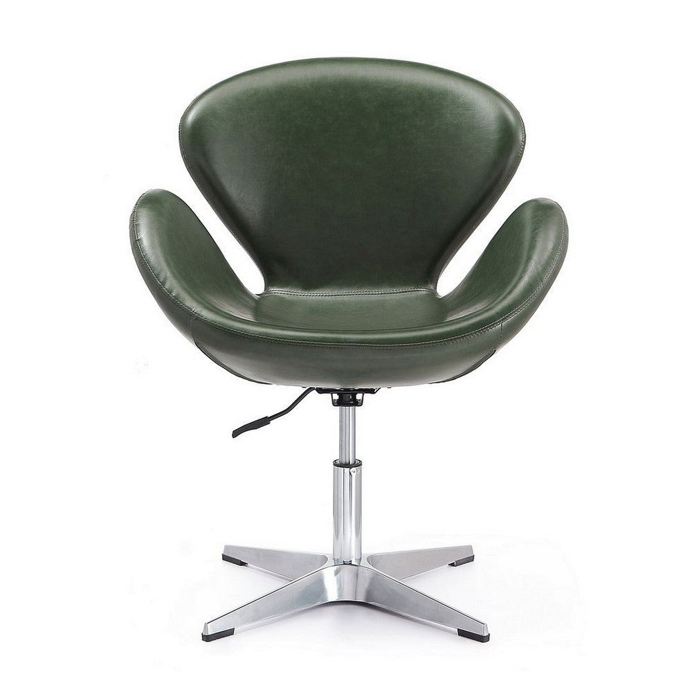 Raspberry Forest Green and Polished Chrome Faux Leather Adjustable Swivel Chair MHC-AC038-FG