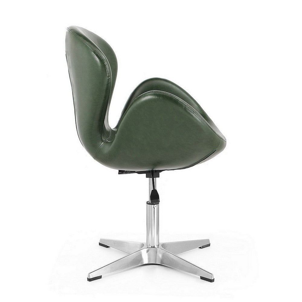 Raspberry Forest Green and Polished Chrome Faux Leather Adjustable Swivel Chair MHC-AC038-FG
