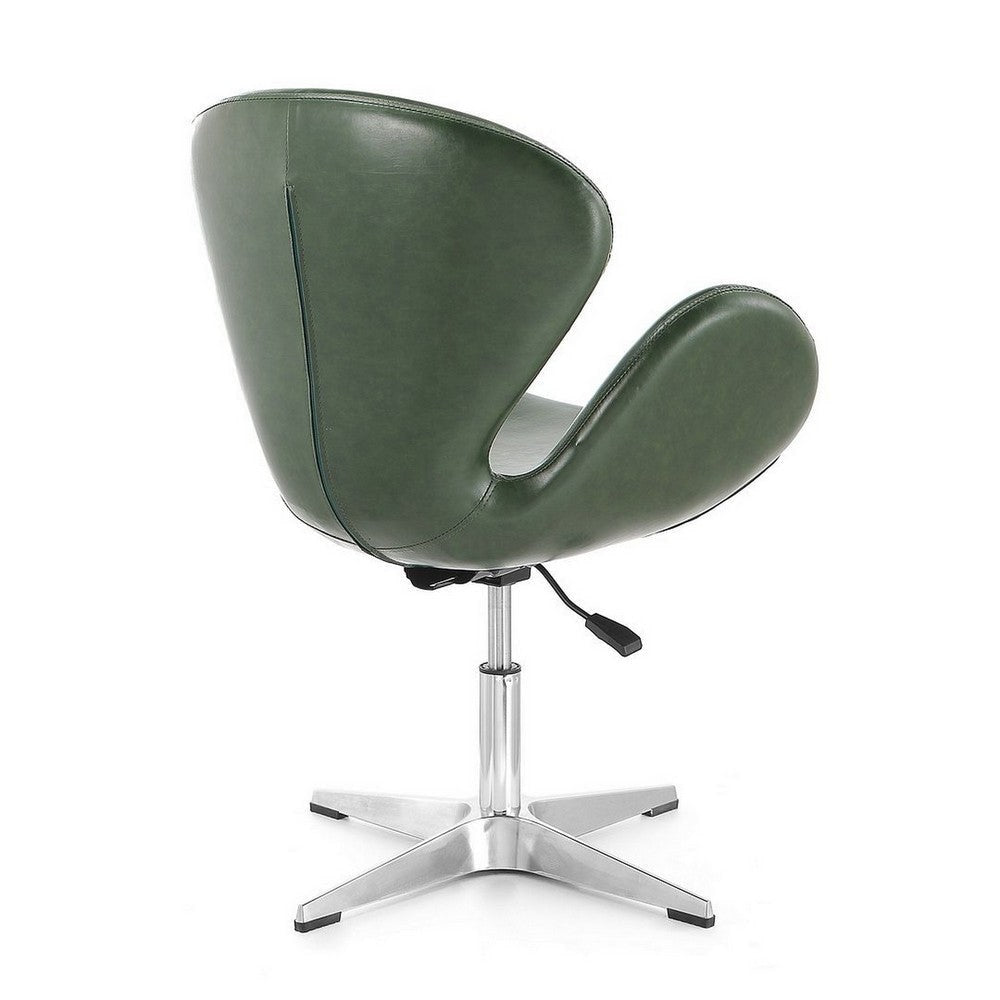 Raspberry Forest Green and Polished Chrome Faux Leather Adjustable Swivel Chair MHC-AC038-FG