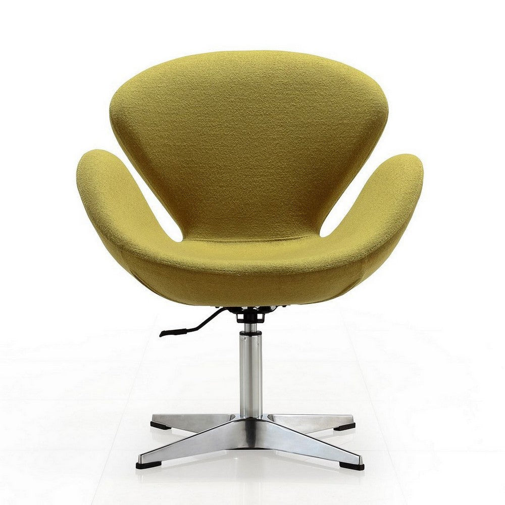 Raspberry Green and Polished Chrome Wool Blend Adjustable Swivel Chair MHC-AC038-GR