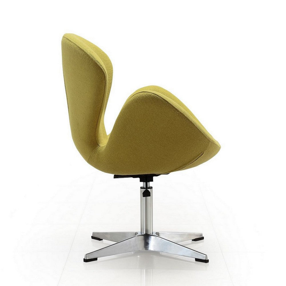 Raspberry Green and Polished Chrome Wool Blend Adjustable Swivel Chair MHC-AC038-GR