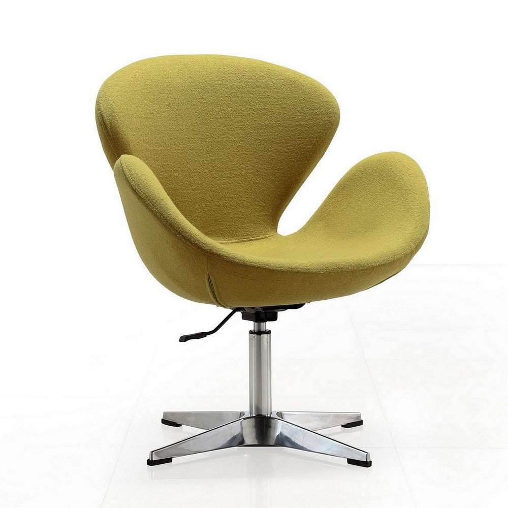 Raspberry Green and Polished Chrome Wool Blend Adjustable Swivel Chair