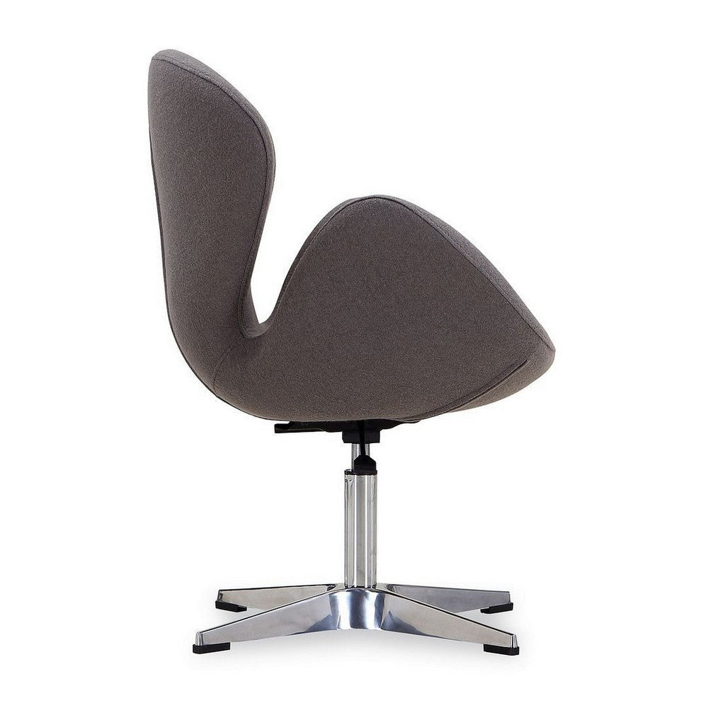 Raspberry Grey and Polished Chrome Wool Blend Adjustable Swivel Chair MHC-AC038-GY
