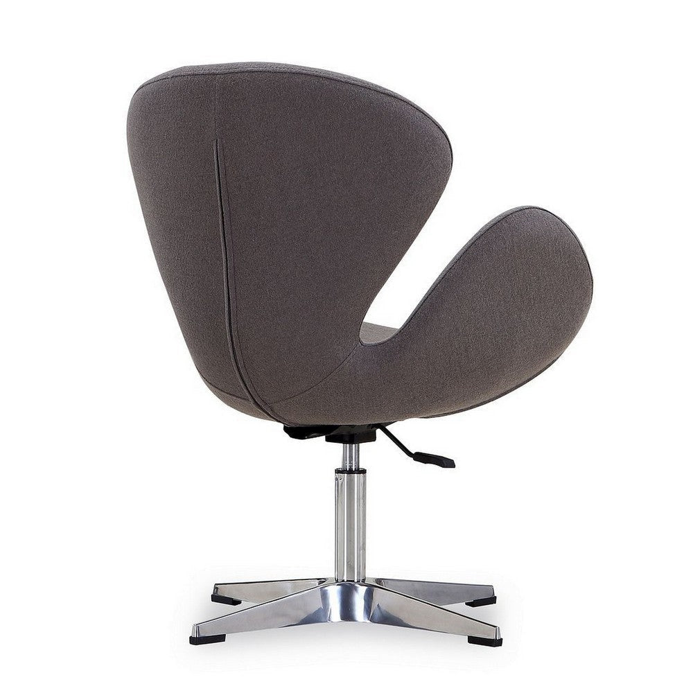 Raspberry Grey and Polished Chrome Wool Blend Adjustable Swivel Chair MHC-AC038-GY