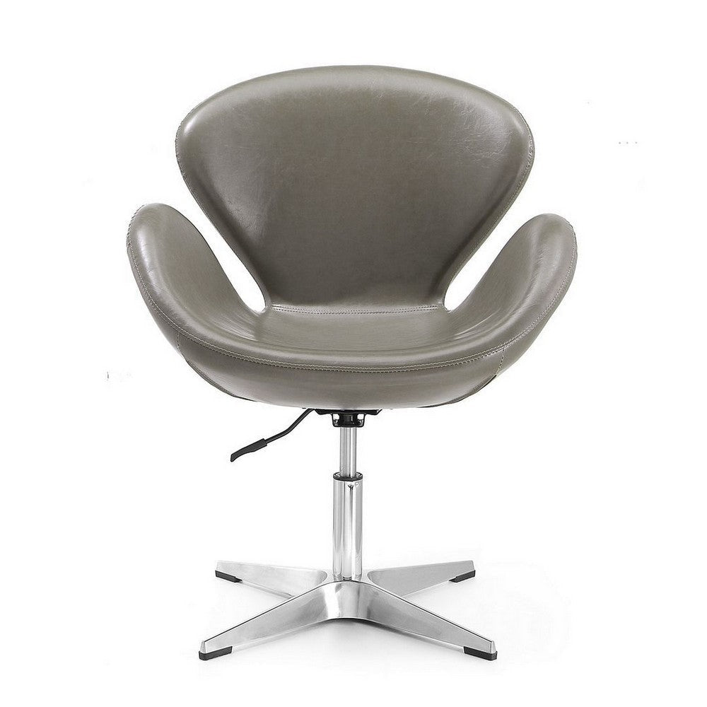 Raspberry Pebble and Polished Chrome Faux Leather Adjustable Swivel Chair MHC-AC038-PE