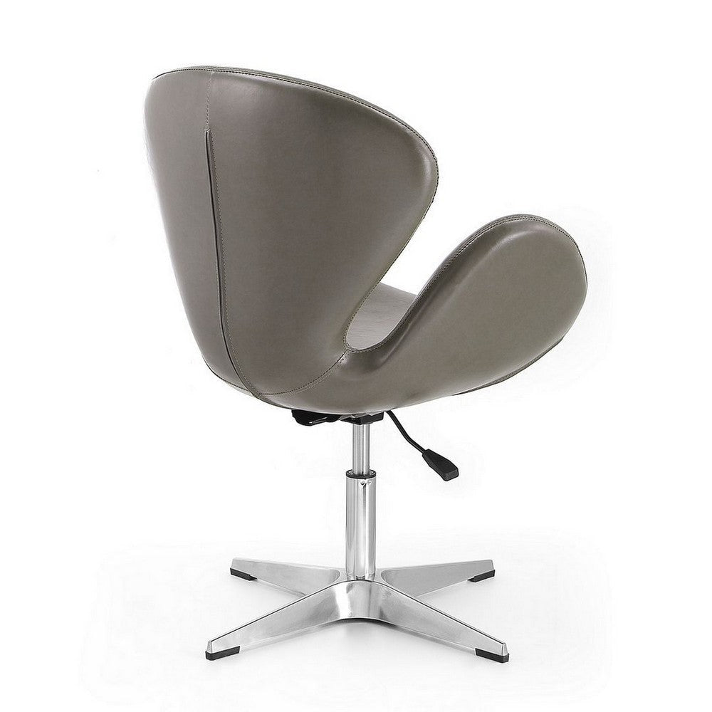 Raspberry Pebble and Polished Chrome Faux Leather Adjustable Swivel Chair MHC-AC038-PE