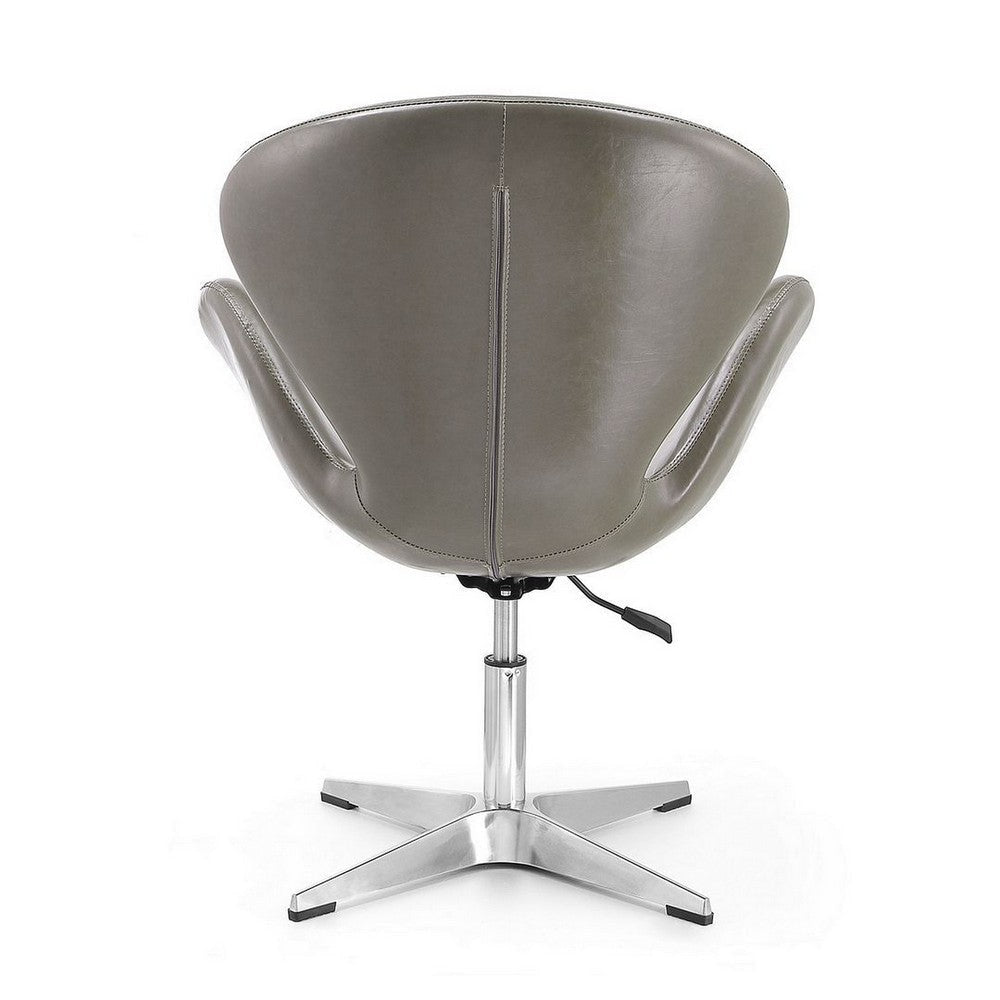Raspberry Pebble and Polished Chrome Faux Leather Adjustable Swivel Chair MHC-AC038-PE