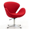 Raspberry Red and Polished Chrome Wool Blend Adjustable Swivel Chair