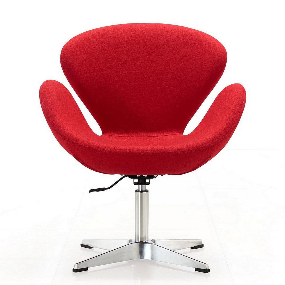 Raspberry Red and Polished Chrome Wool Blend Adjustable Swivel Chair MHC-AC038-RD