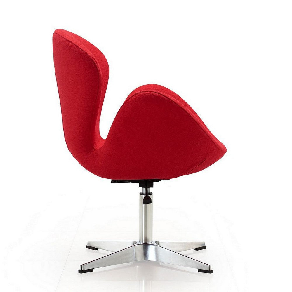 Raspberry Red and Polished Chrome Wool Blend Adjustable Swivel Chair MHC-AC038-RD