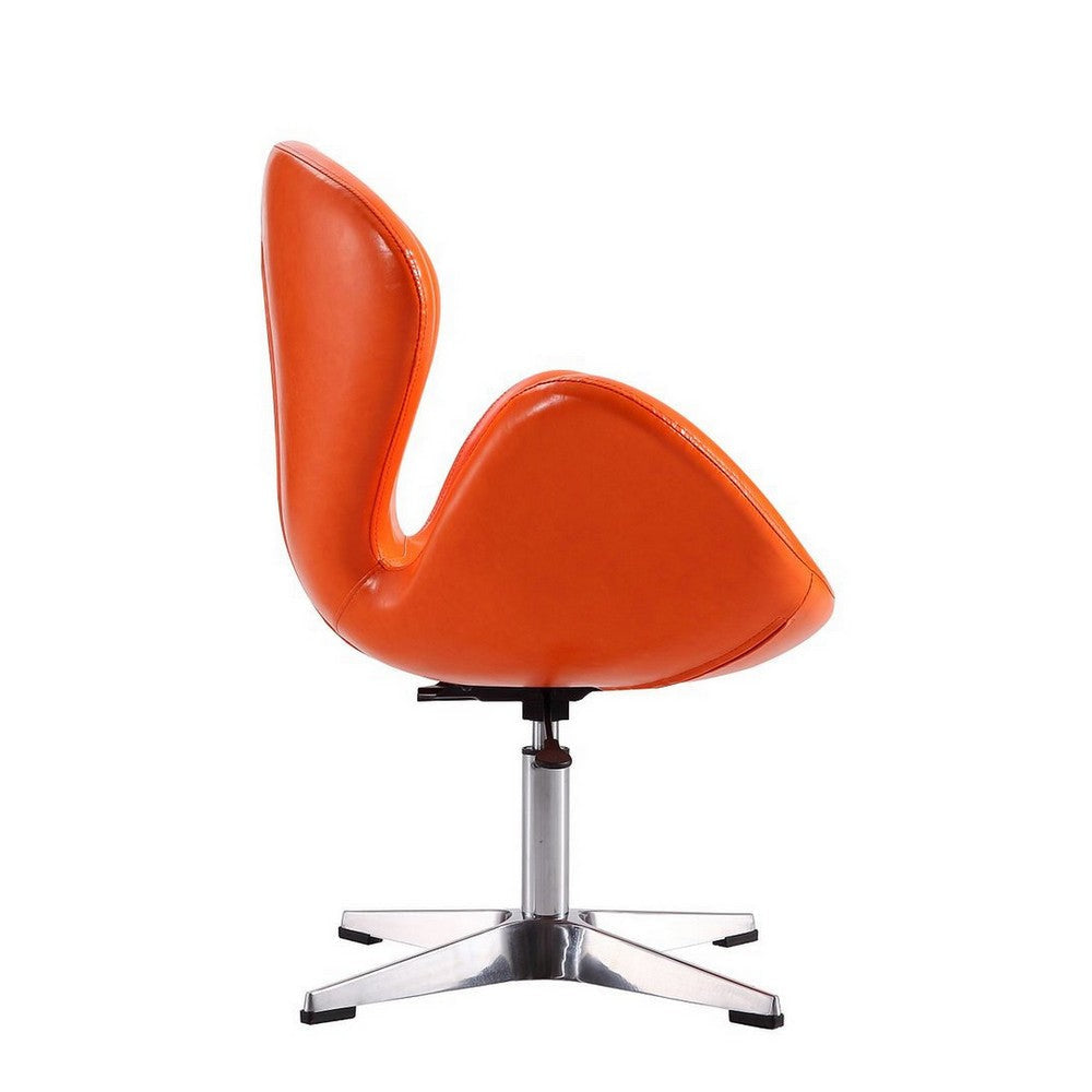 Raspberry Tangerine and Polished Chrome Faux Leather Adjustable Swivel Chair MHC-AC038-TR