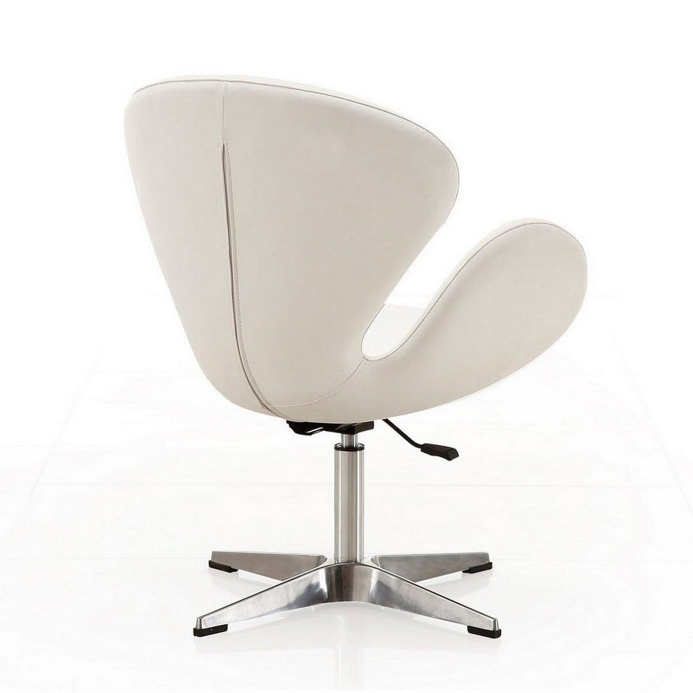 Raspberry White and Polished Chrome Faux Leather Adjustable Swivel Chair MHC-AC038-WH