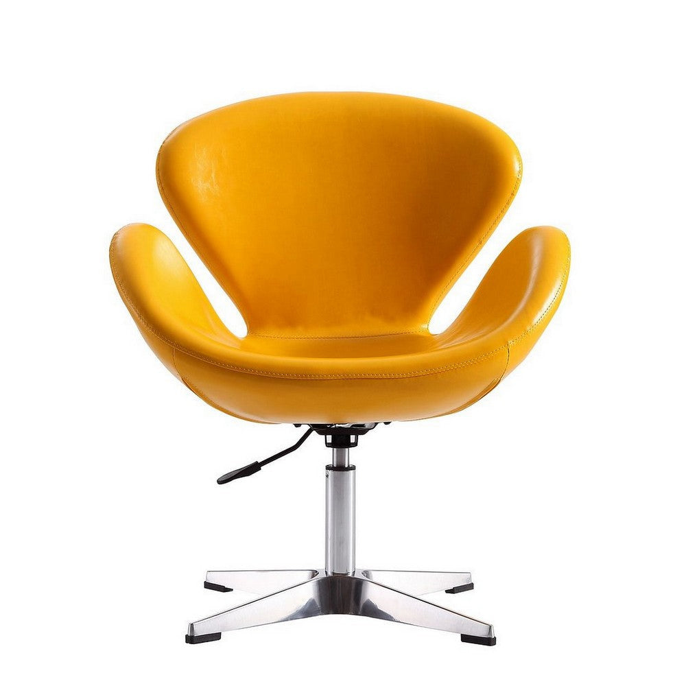 Raspberry Yellow and Polished Chrome Faux Leather Adjustable Swivel Chair MHC-AC038-YL