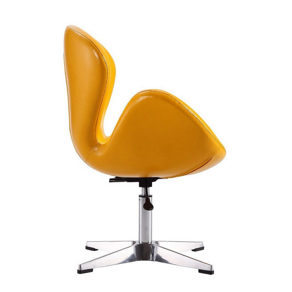 Raspberry Yellow and Polished Chrome Faux Leather Adjustable Swivel Chair MHC-AC038-YL