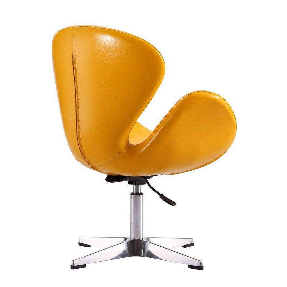 Raspberry Yellow and Polished Chrome Faux Leather Adjustable Swivel Chair MHC-AC038-YL