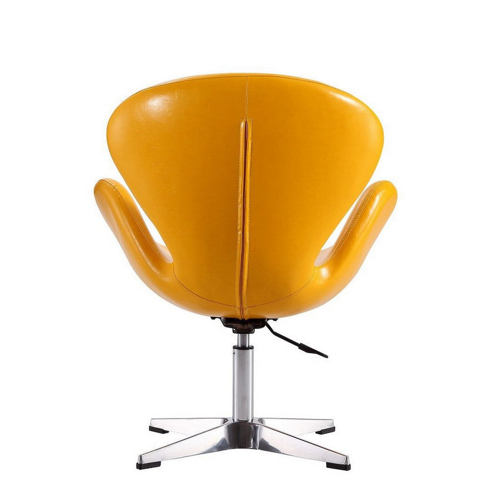 Raspberry Yellow and Polished Chrome Faux Leather Adjustable Swivel Chair MHC-AC038-YL
