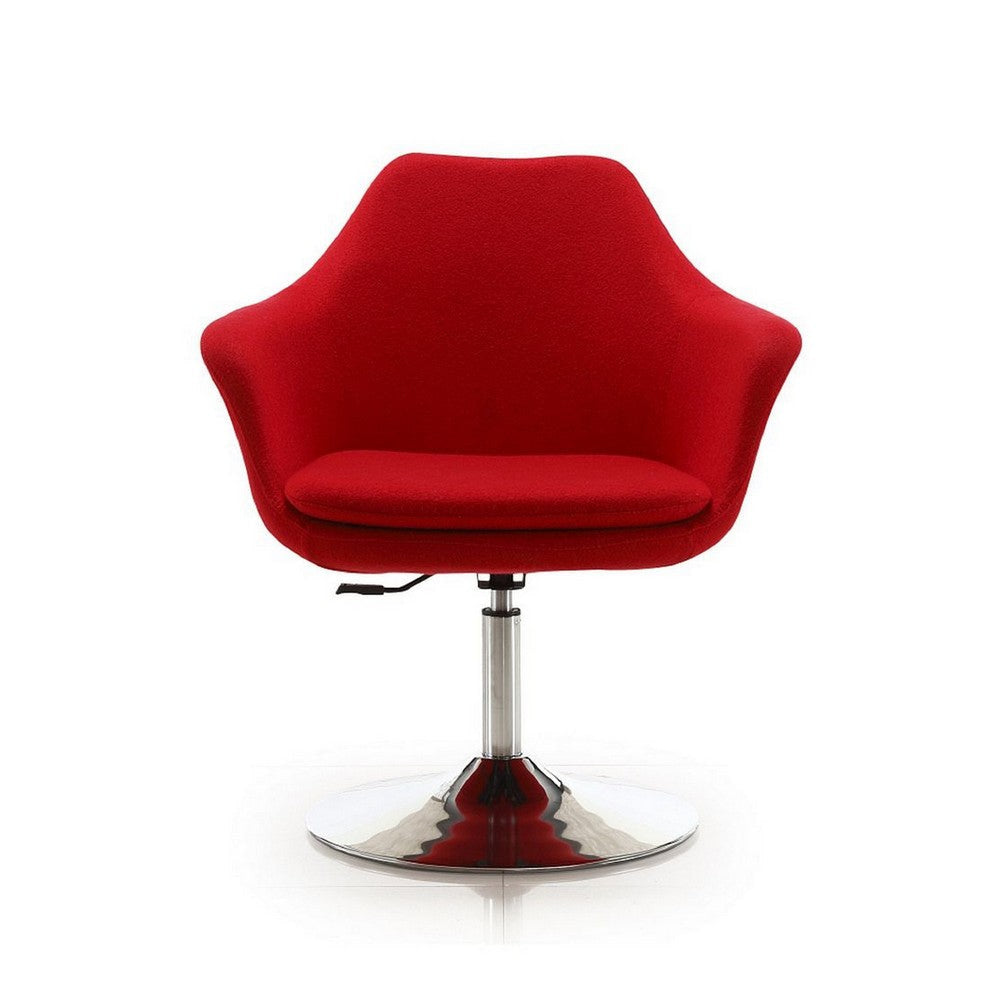 Kinsey Red and Polished Chrome Wool Blend Adjustable Height Swivel Accent Chair MHC-AC039-RD