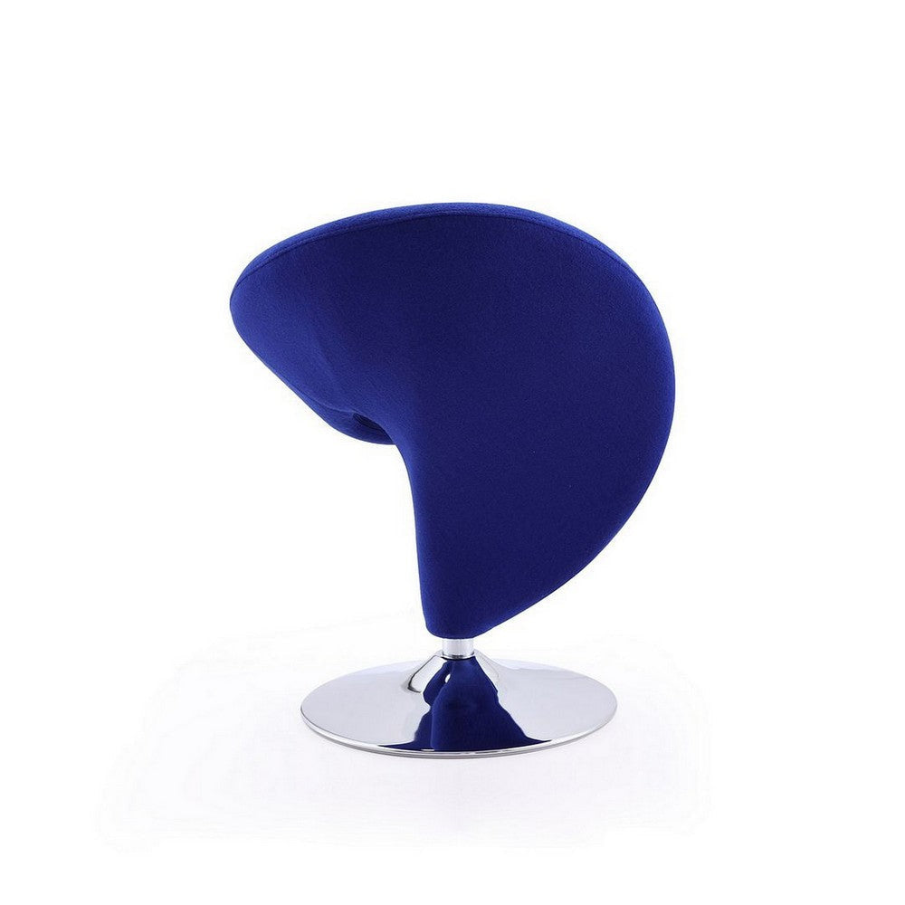 Curl Blue and Polished Chrome Wool Blend Swivel Accent Chair MHC-AC040-BL