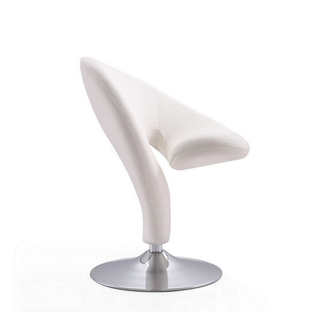 Curl Cream and Polished Chrome Wool Blend Swivel Accent Chair MHC-AC040-CR