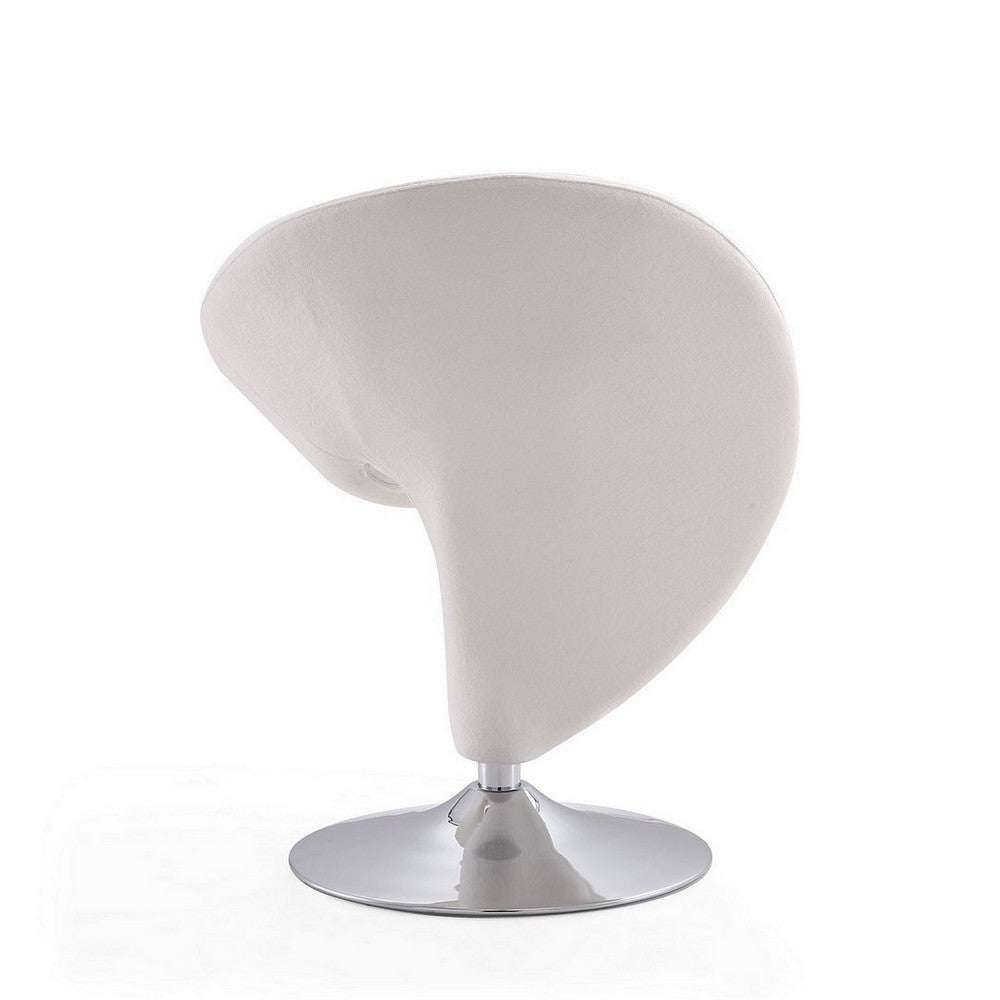 Curl Cream and Polished Chrome Wool Blend Swivel Accent Chair MHC-AC040-CR