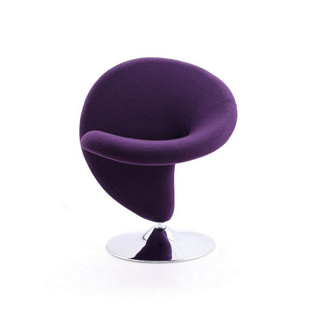 Curl Purple and Polished Chrome Wool Blend Swivel Accent Chair MHC-AC040-EP