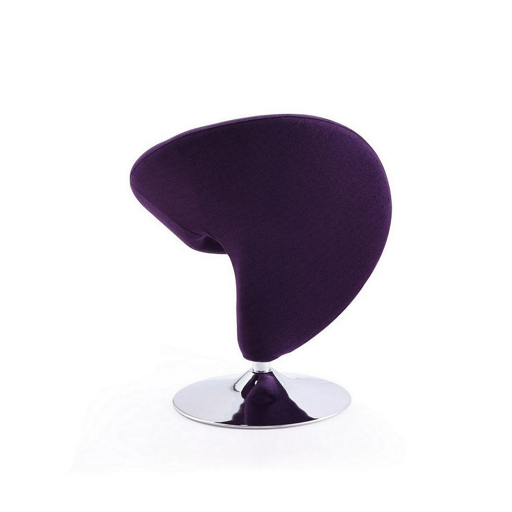 Curl Purple and Polished Chrome Wool Blend Swivel Accent Chair MHC-AC040-EP