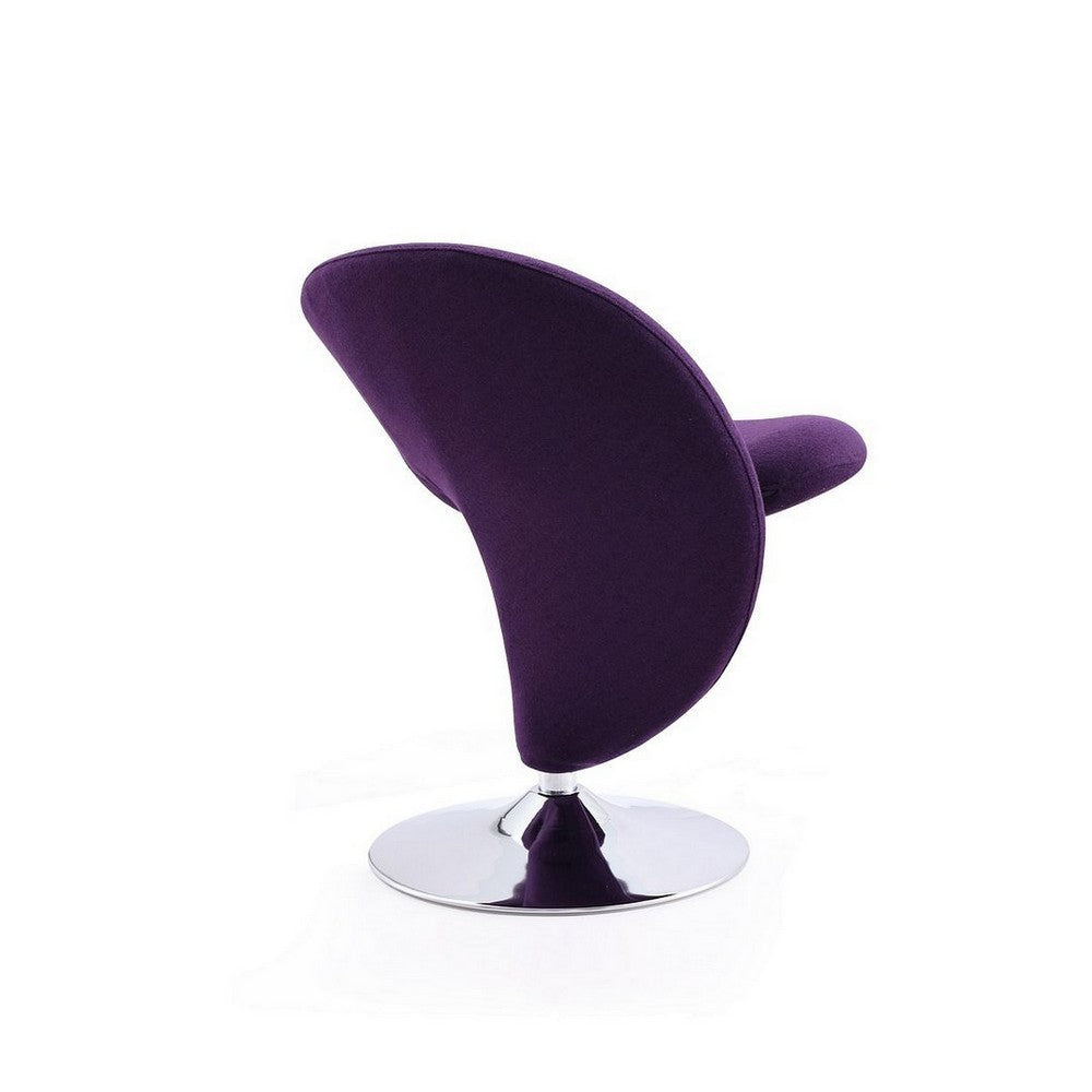 Curl Purple and Polished Chrome Wool Blend Swivel Accent Chair MHC-AC040-EP