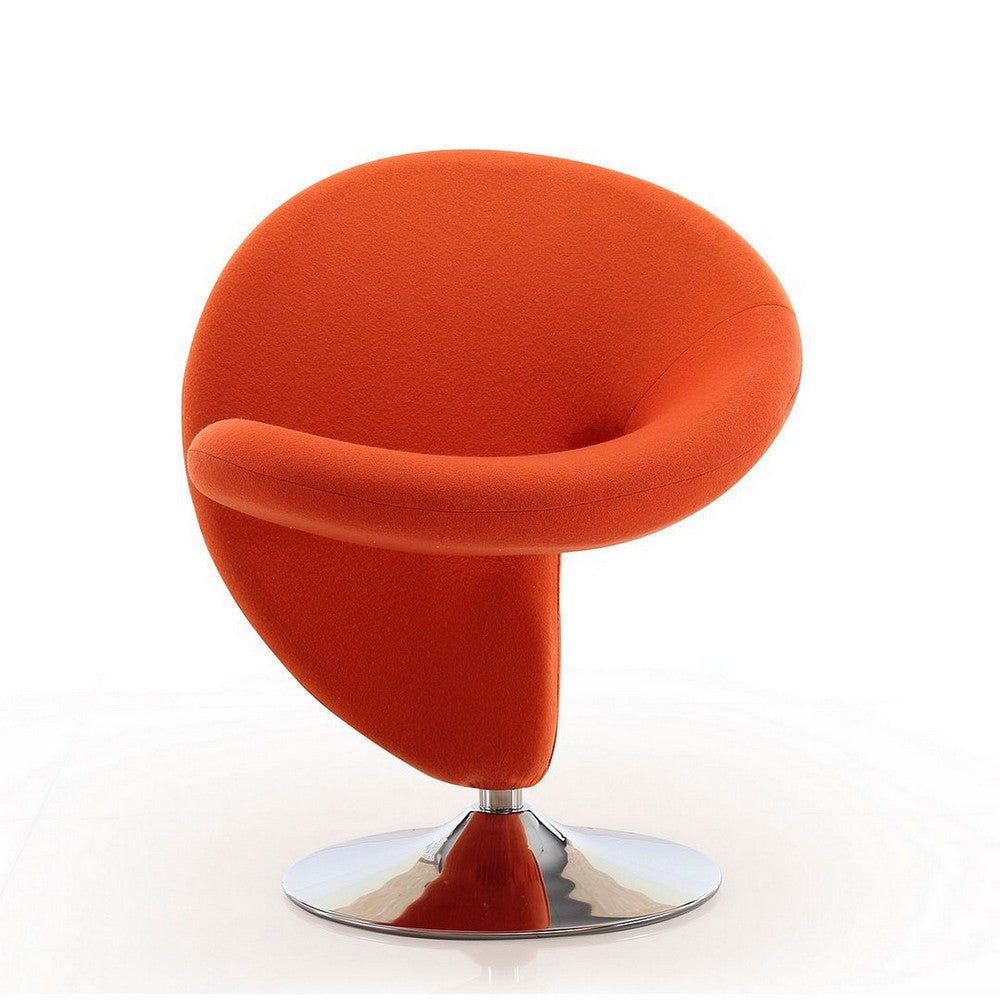 Curl Orange and Polished Chrome Wool Blend Swivel Accent Chair MHC-AC040-OR