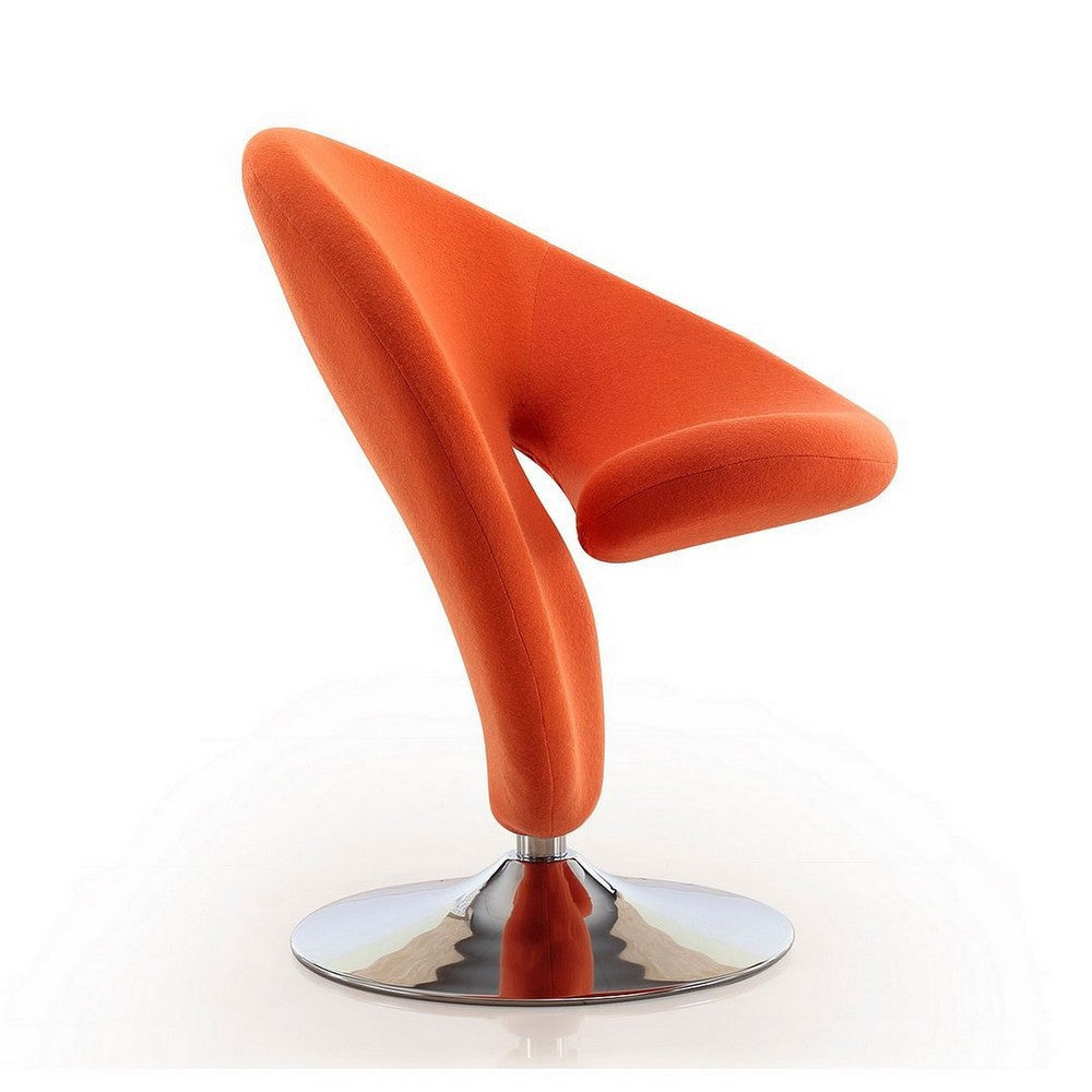 Curl Orange and Polished Chrome Wool Blend Swivel Accent Chair MHC-AC040-OR