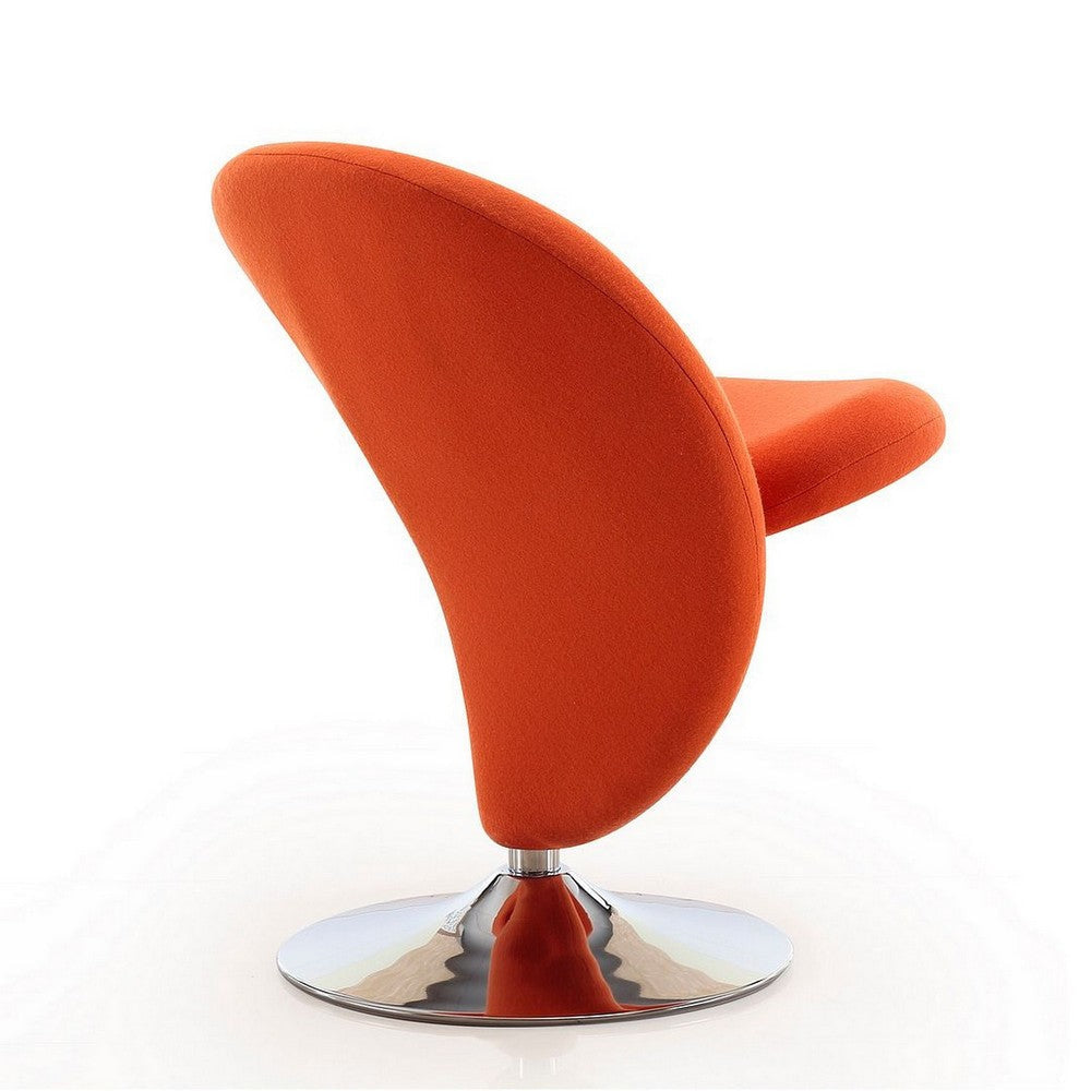 Curl Orange and Polished Chrome Wool Blend Swivel Accent Chair MHC-AC040-OR