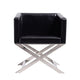 Hollywood Black and Polished Chrome Faux Leather Lounge Accent Chair MHC-AC050-BK