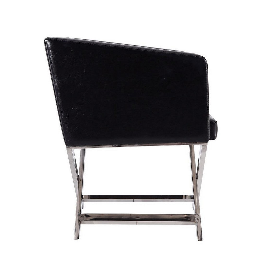 Hollywood Black and Polished Chrome Faux Leather Lounge Accent Chair MHC-AC050-BK