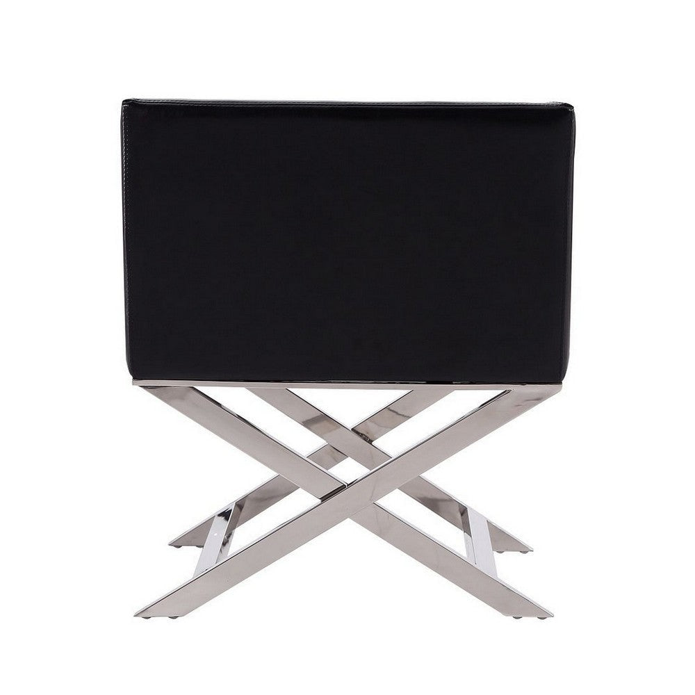 Hollywood Black and Polished Chrome Faux Leather Lounge Accent Chair MHC-AC050-BK